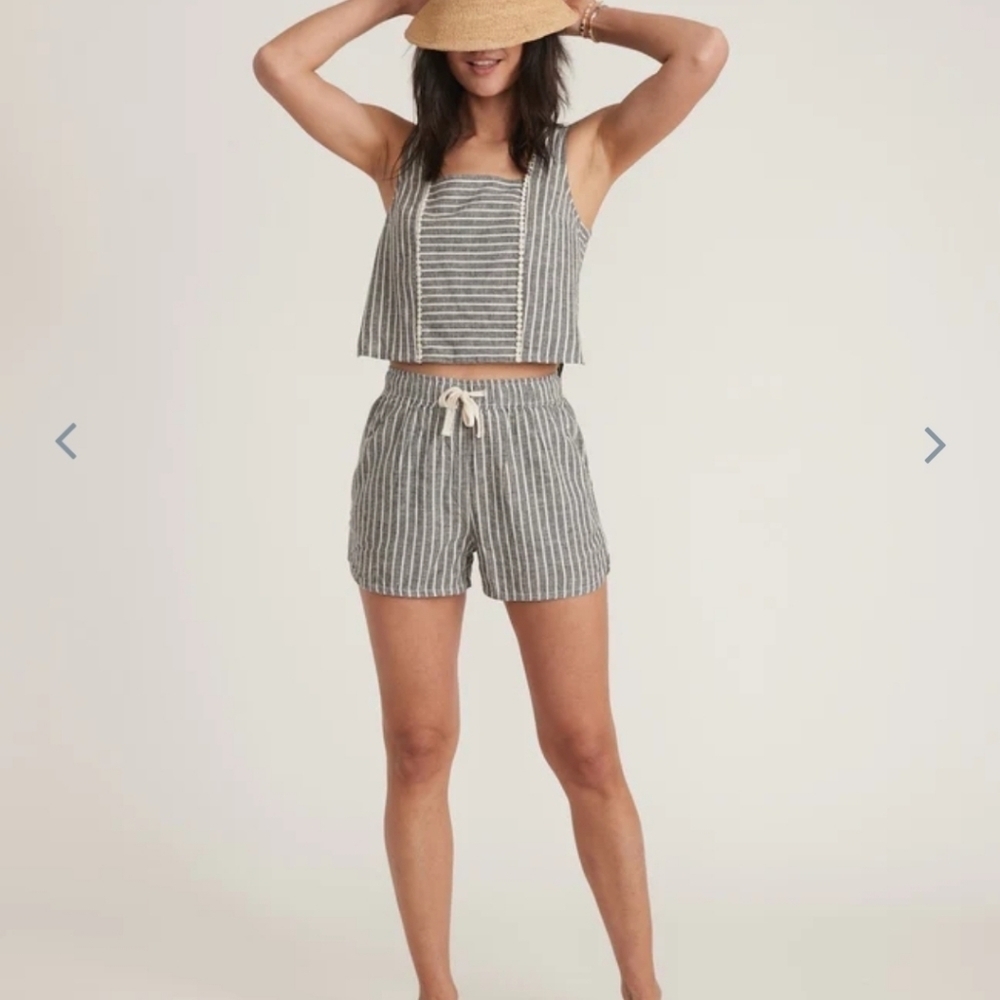 Marine Layer Black Cream Stripe Beach Short - Picture 1 of 8